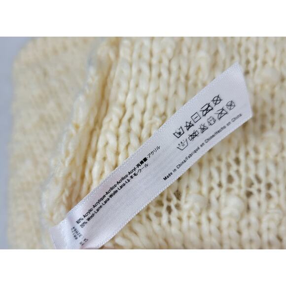 Anthropologie Akemi + Kin Womens Cardigan One Size Cream Loopy Knit Open Front - Picture 9 of 12